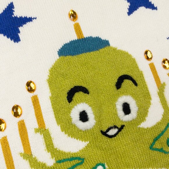 Whoopi Goldberg Hanukkah Octopus Sweater Women XL Jeweled Ugly Christmas Menorah - Picture 5 of 11